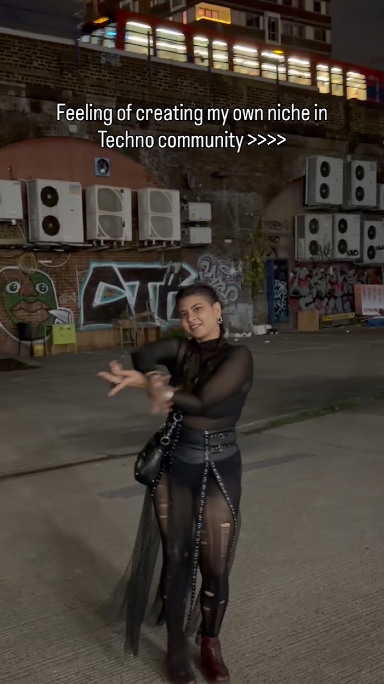 Prerna Singh dancing under railway arches in east London